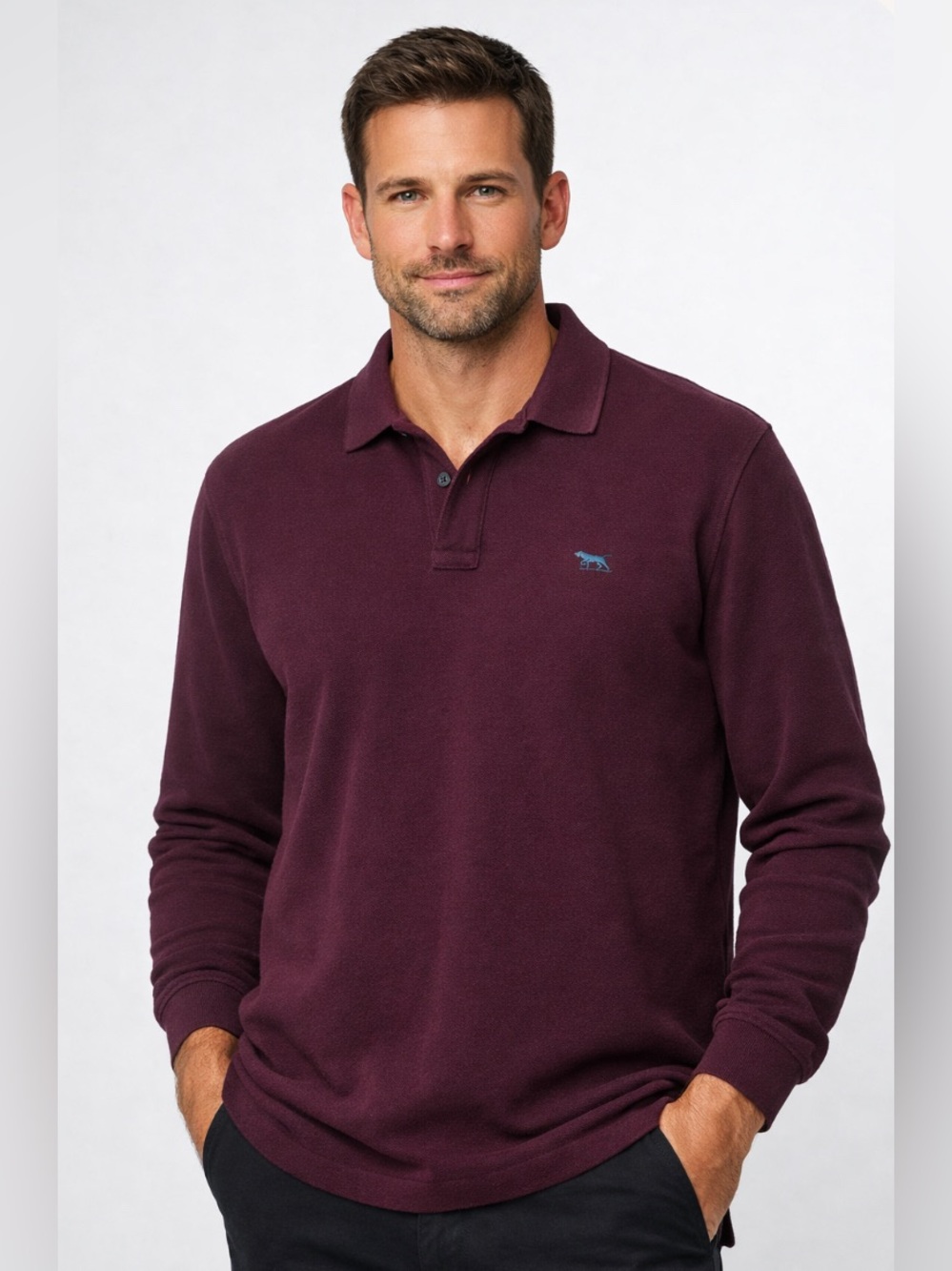 Rodd & Gunn Burgundy Long Sleeve Polo Shirt Medium Old Money Preppy Academia